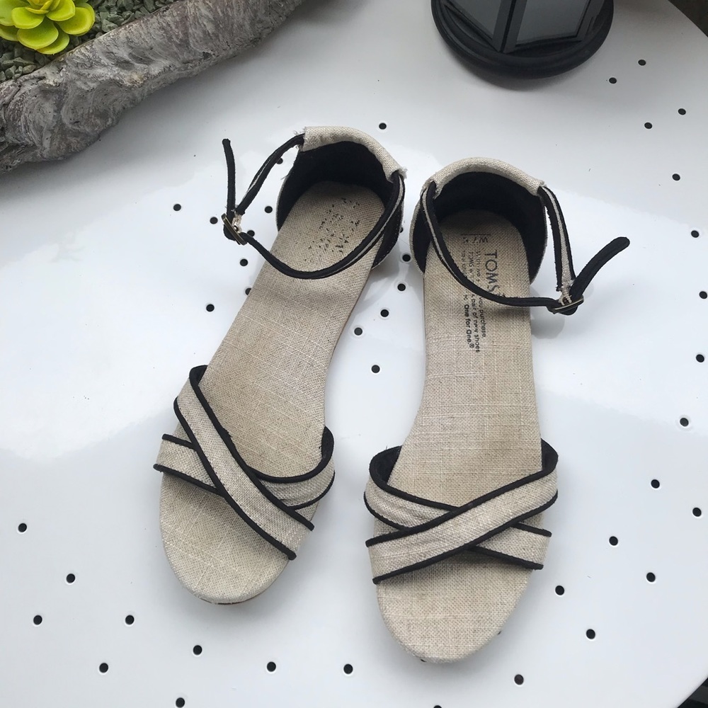 Toms Correa Burlap Ankle Strap Sandals - Picture 1 of 5
